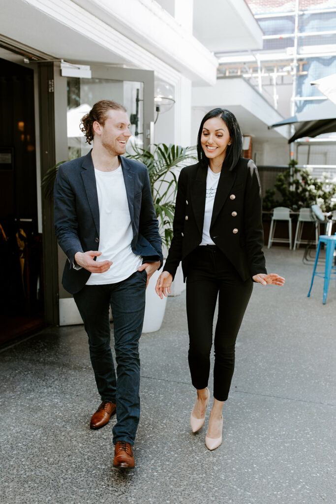 Image shows candid photo of Jono (left) and Pepe (right), cofounders of Balance Family Law.